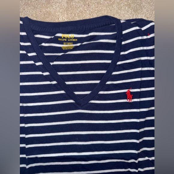 Polo Ralph Lauren Cotton Striped V Neck T Shirt - Picture 2 of 5